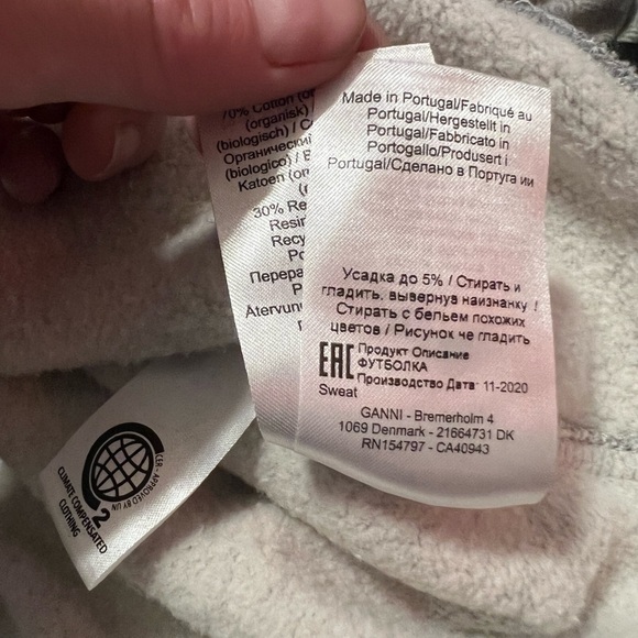 Ganni gray software crew neck oversized logo sweatshirt Made in Portugal - Picture 14 of 14